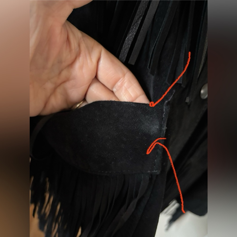 Black Suede Fringe Leather Jacket by - Picture 14 of 16